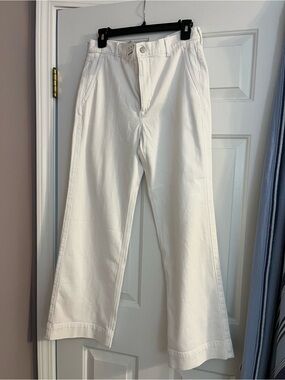 J. Crew White High-Rise Wide-Leg Jeans